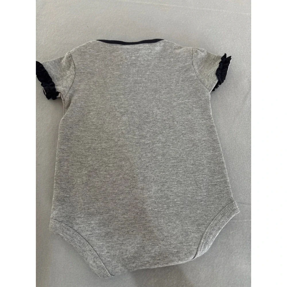 Adidas Fighting Illini Gray Ruffle Sleeve Bodysuit Baby Girls 9-12 Months NCAA